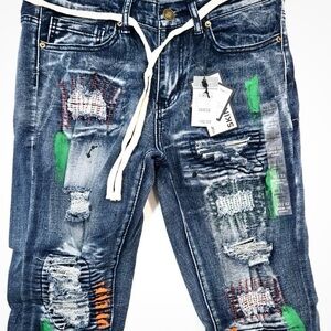 Rue21 Premium Skinny Stylish Distressed Blue Jeans for Men